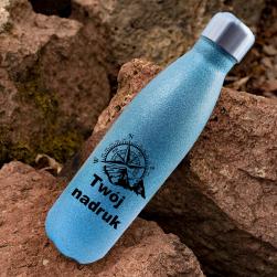Butelka Termos z własnym nadrukiem 500ml błękitny brokat